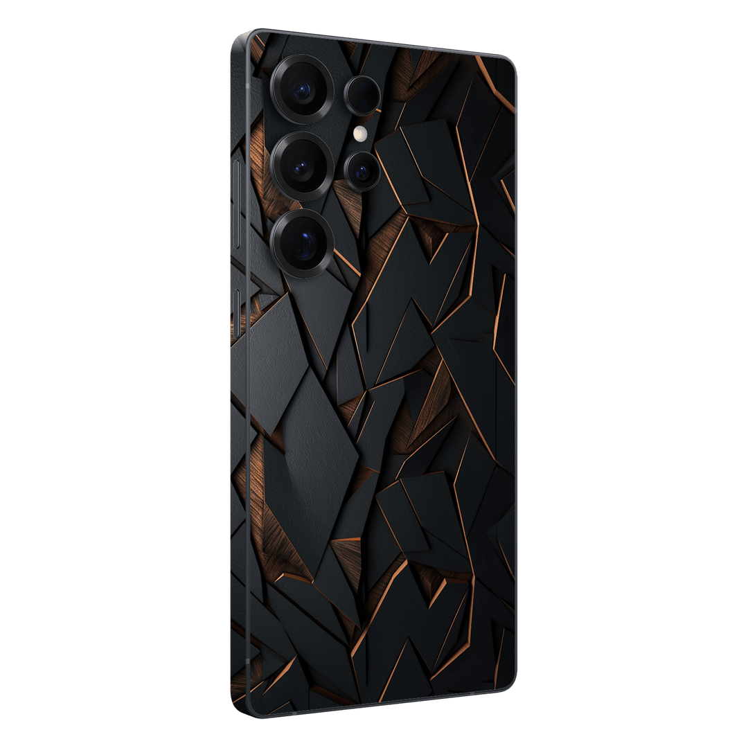 Galaxy S25 ULTRA Printed Custom SIGNATURE “Nightcore” Midnight Black & Bronze Geometric Skin Wrap Sticker Decal Cover Protector by QSKINZ | QSKINZ.COM