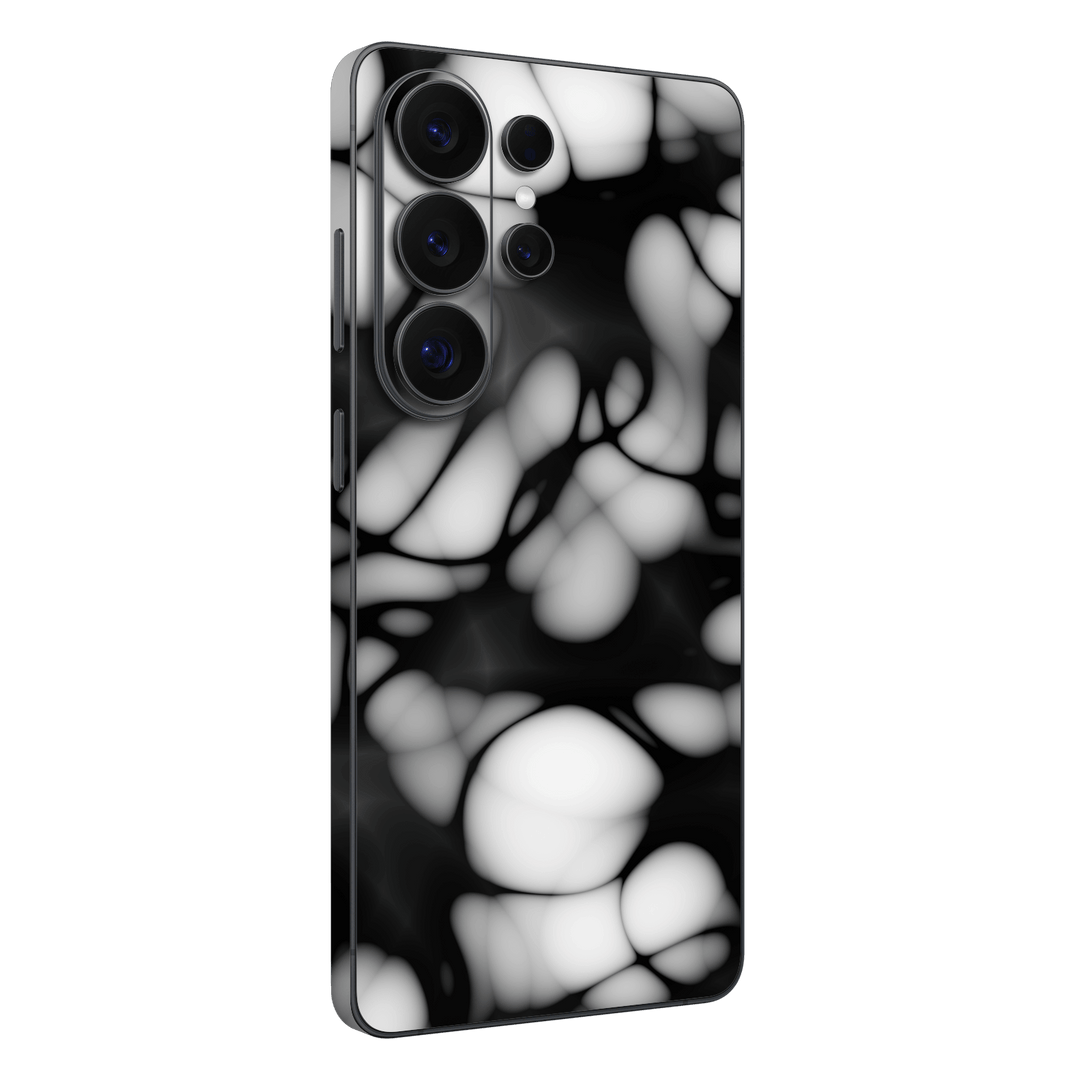 Galaxy S26 ULTRA Printed Custom SIGNATURE “Moonpebble” Monochrome Black & White Pebble Abstract Skin Wrap Sticker Decal Cover Protector by QSKINZ | QSKINZ.COM
