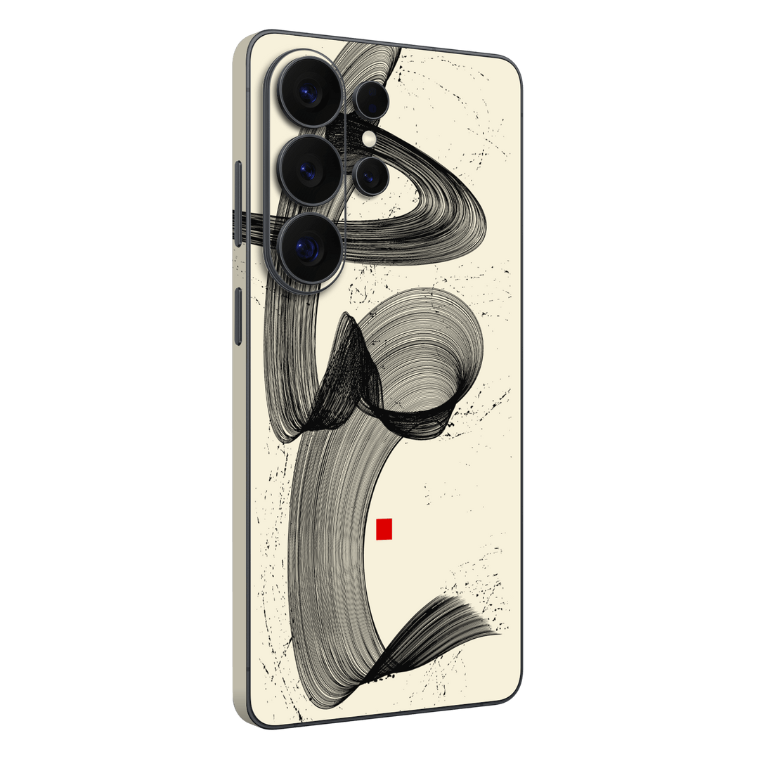 Galaxy S26 ULTRA Printed Custom SIGNATURE “Shado” Japanese Ink Cream & Black Abstract Skin Wrap Sticker Decal Cover Protector by QSKINZ | QSKINZ.COM