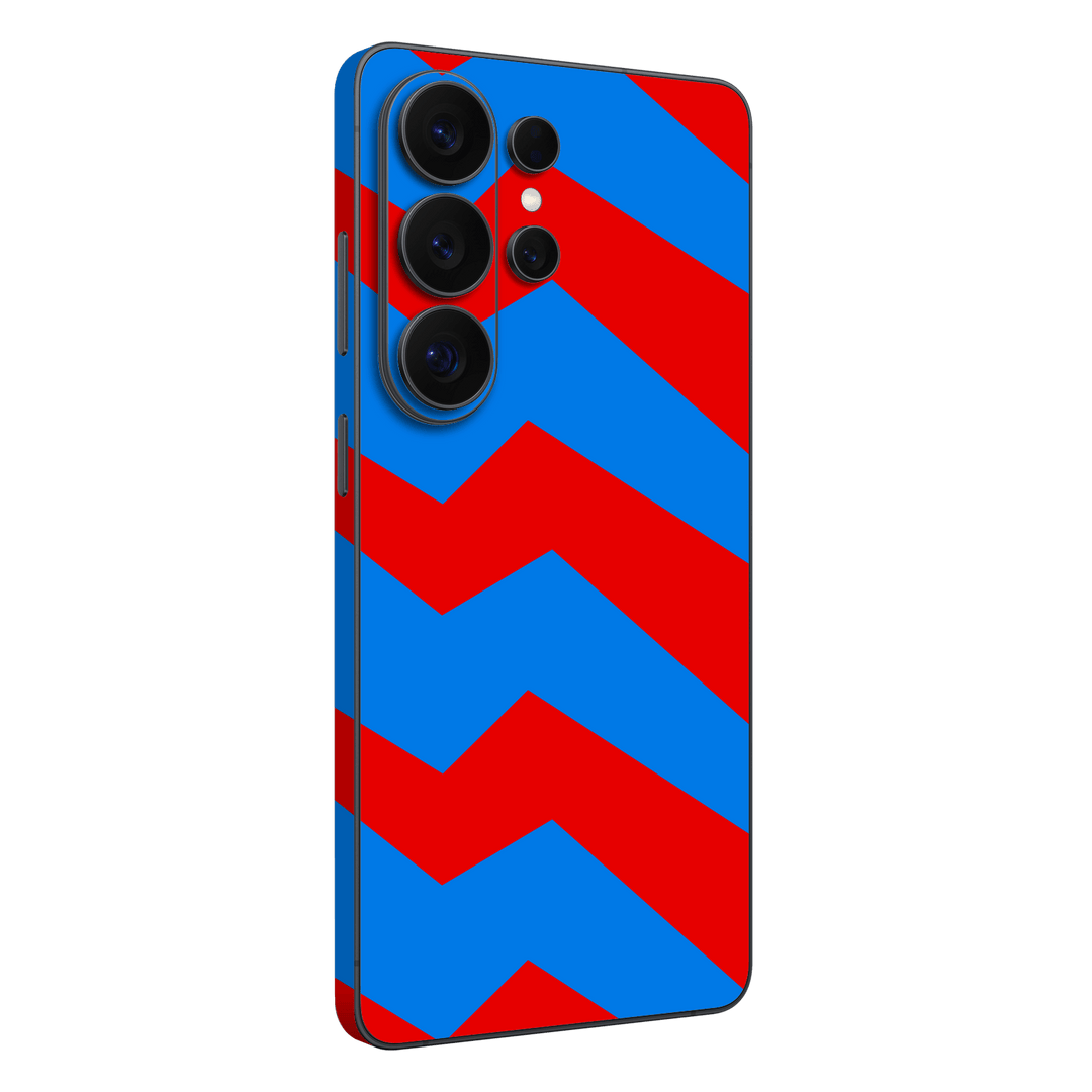 Galaxy S26 ULTRA Printed Custom SIGNATURE “ZigPop Blue-Red” Bold Blue & Red Zigzag Geometric Skin Wrap Sticker Decal Cover Protector by QSKINZ | QSKINZ.COM