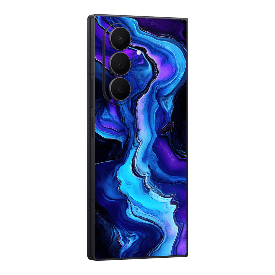 Galaxy Z FOLD 7 Custom Printed SIGNATURE “Agate Geode Blue Marble” Art Skin Wrap Sticker Decal Cover Protector by QSKINZ | QSKINZ.COM