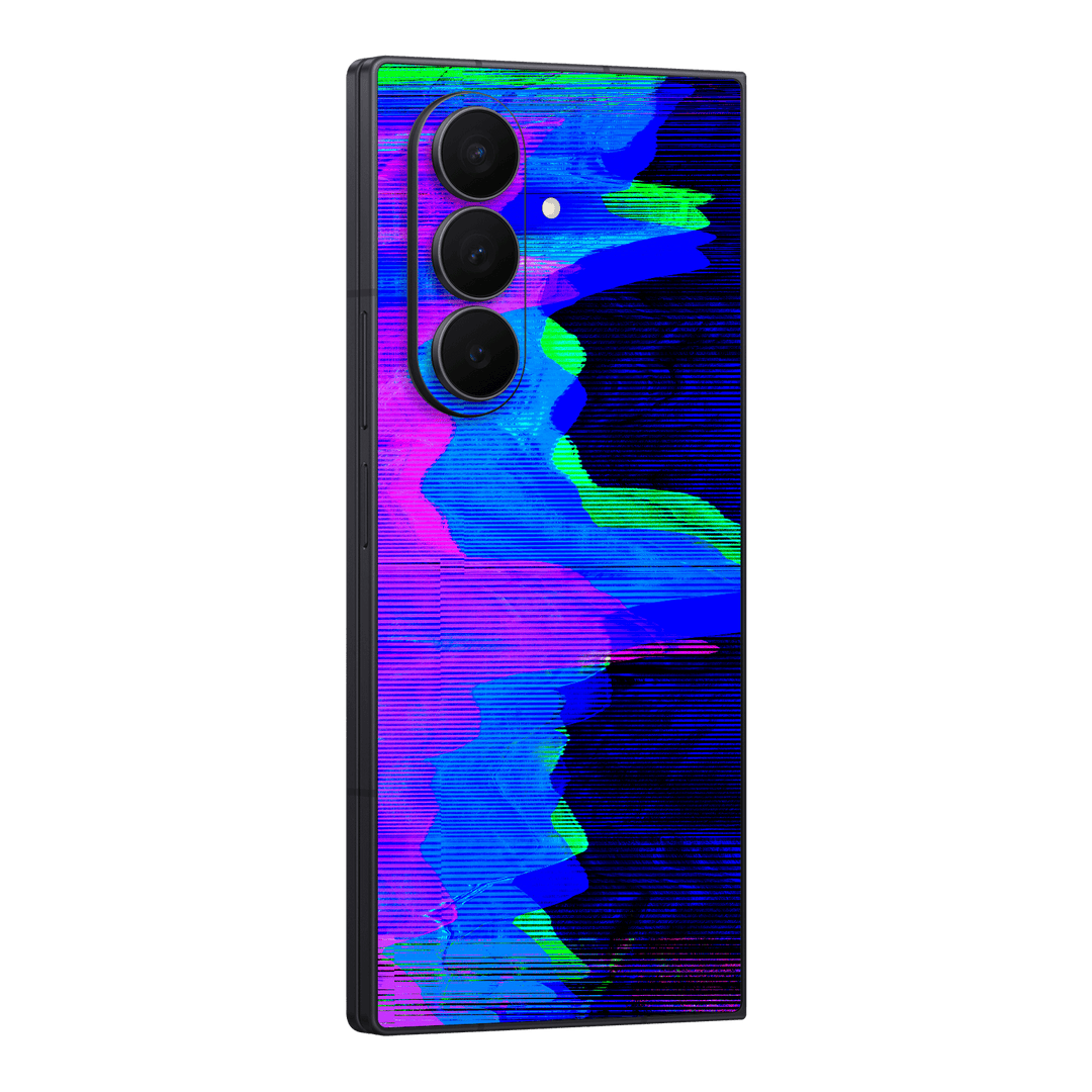 Galaxy Z FOLD 7 Custom Printed SIGNATURE “Andromeda” Blue Purple Wave Skin Wrap Sticker Decal Cover Protector by QSKINZ | QSKINZ.COM
