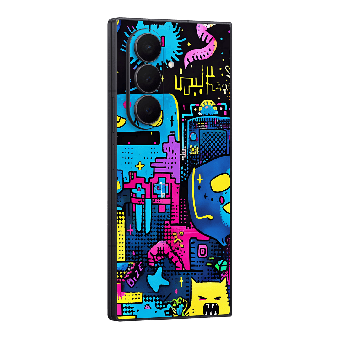 Galaxy Z FOLD 7 Print Printed Custom SIGNATURE Arcade Rave Gaming Gamer Pixel Skin Wrap Sticker Decal Cover Protector by QSKINZ | QSKINZ.COM