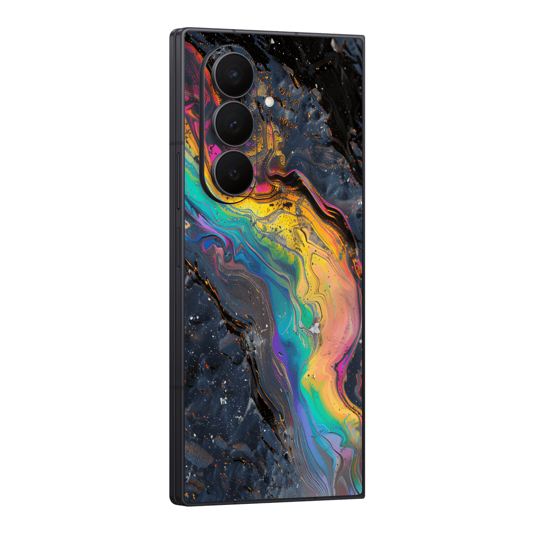 Galaxy Z FOLD 7 Print Printed Custom SIGNATURE Aurora Auroria Stone Marble Rainbow Skin Wrap Sticker Decal Cover Protector by QSKINZ | QSKINZ.COM