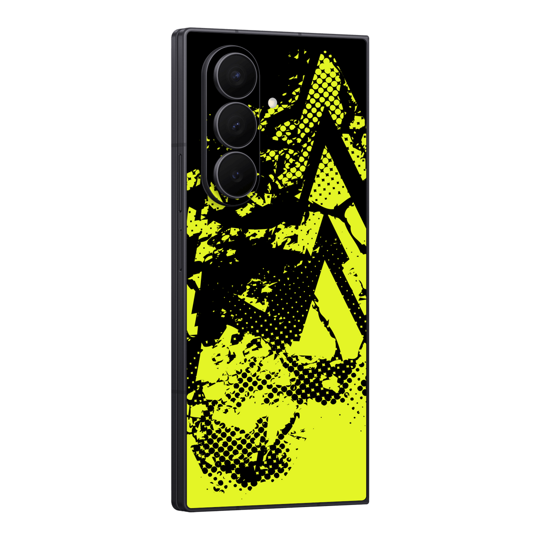 Galaxy Z FOLD 7 Print Printed Custom SIGNATURE Grunge Yellow Green Trace Skin Wrap Sticker Decal Cover Protector by QSKINZ | QSKINZ.COM
