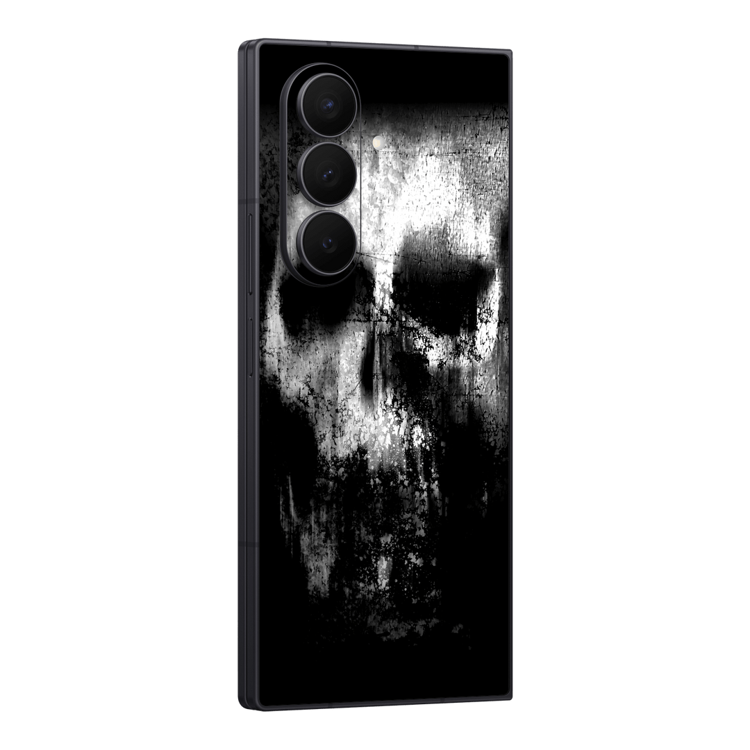 Galaxy Z FOLD 7 Print Printed Custom SIGNATURE Horror Black & White SKULL Skin, Wrap, Decal, Protector, Cover by QSKINZ | qskinz.com