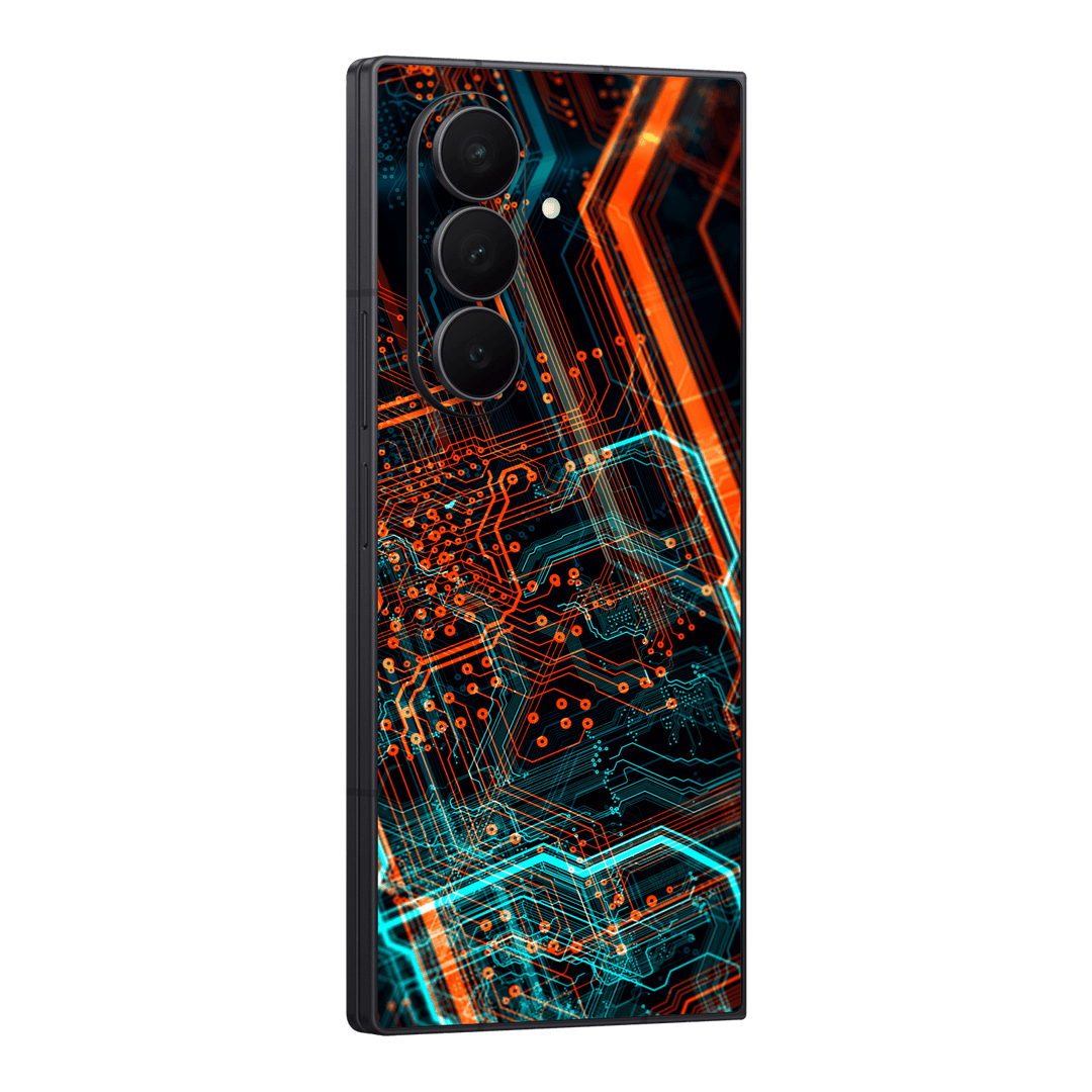 Galaxy Z FOLD 7 Print Printed Custom SIGNATURE NEON PCB Board Skin Wrap Sticker Decal Cover Protector by QSKINZ | qskinz.com