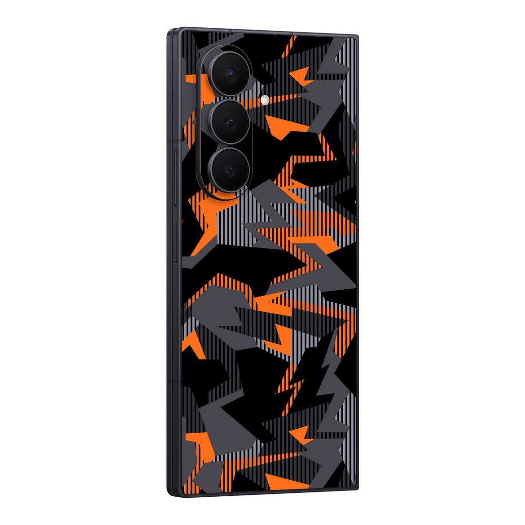 Galaxy Z FOLD 7 Print Printed Custom SIGNATURE Sharp-Edged Orange Camo Camouflage Skin Wrap Sticker Decal Cover Protector by QSKINZ | qskinz.com