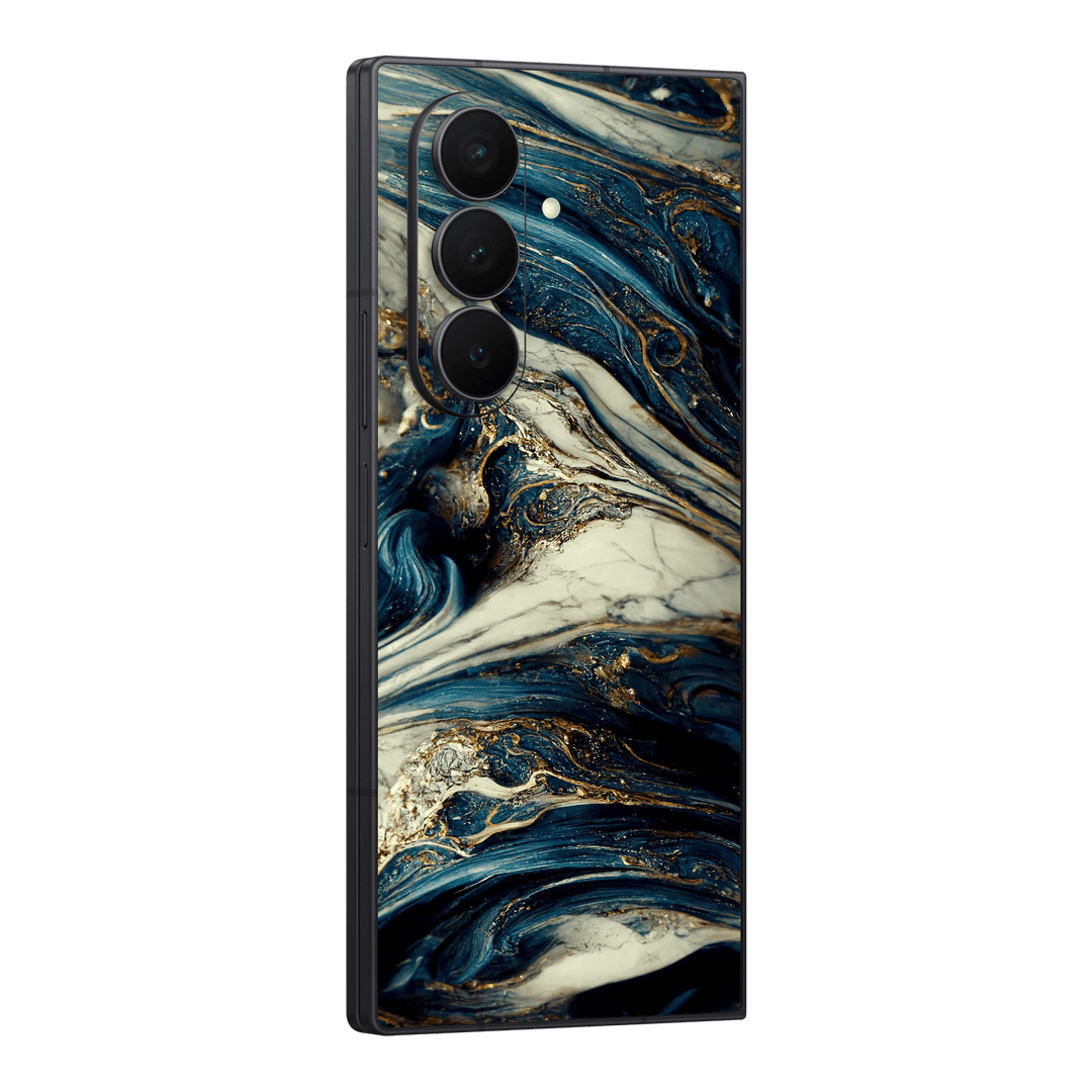 Galaxy Z FOLD 7 Printed Custom SIGNATURE Agate Geode Naia Ocean Blue Stone Skin Wrap Sticker Decal Cover Protector by QSKINZ | qskinz.com