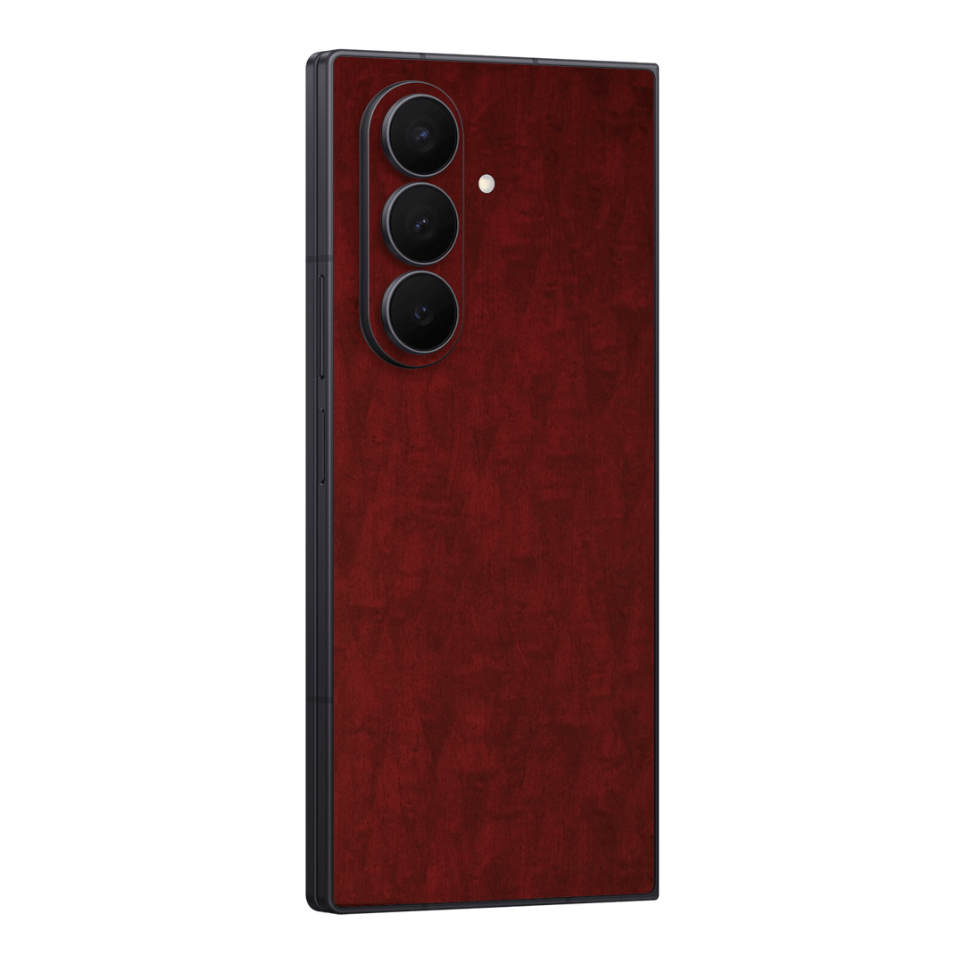 Galaxy Z FOLD 7 Scarlet Red Wood Wooden Satin Skin Wrap Sticker Decal Cover Protector by QSKINZ | qskinz.com
