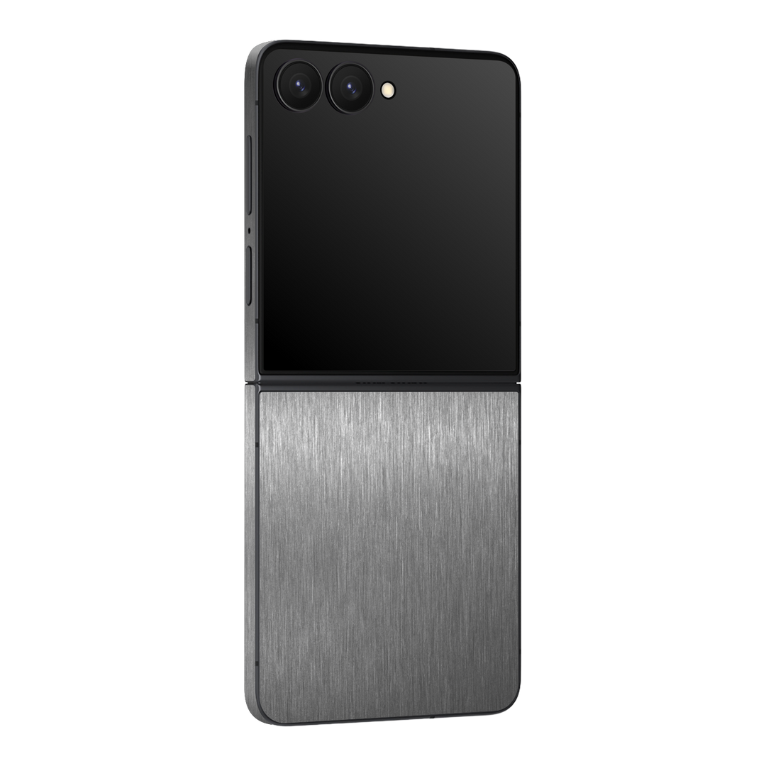 Galaxy Z Flip 7 Brushed Metal Titanium Metallic Skin Wrap Sticker Decal Cover Protector by QSKINZ | qskinz.com