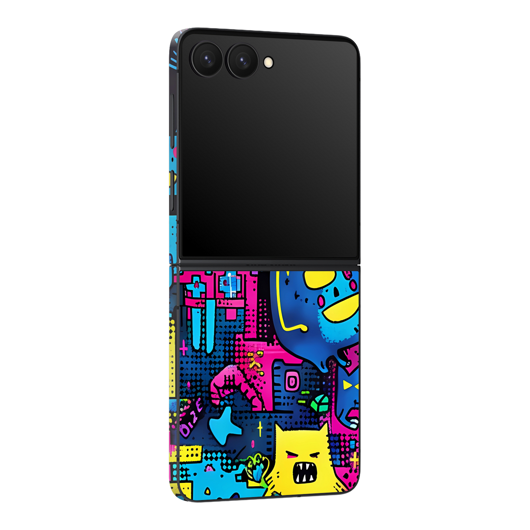 Galaxy Z Flip 7 Print Printed Custom SIGNATURE Arcade Rave Gaming Gamer Pixel Skin Wrap Sticker Decal Cover Protector by QSKINZ | QSKINZ.COM