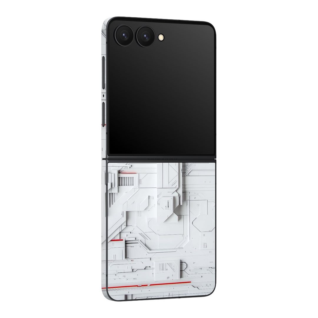 Galaxy Z Flip 7 Print Printed Custom SIGNATURE Interstellar White Spaceship Skin Wrap Sticker Decal Cover Protector by QSKINZ | QSKINZ.COM