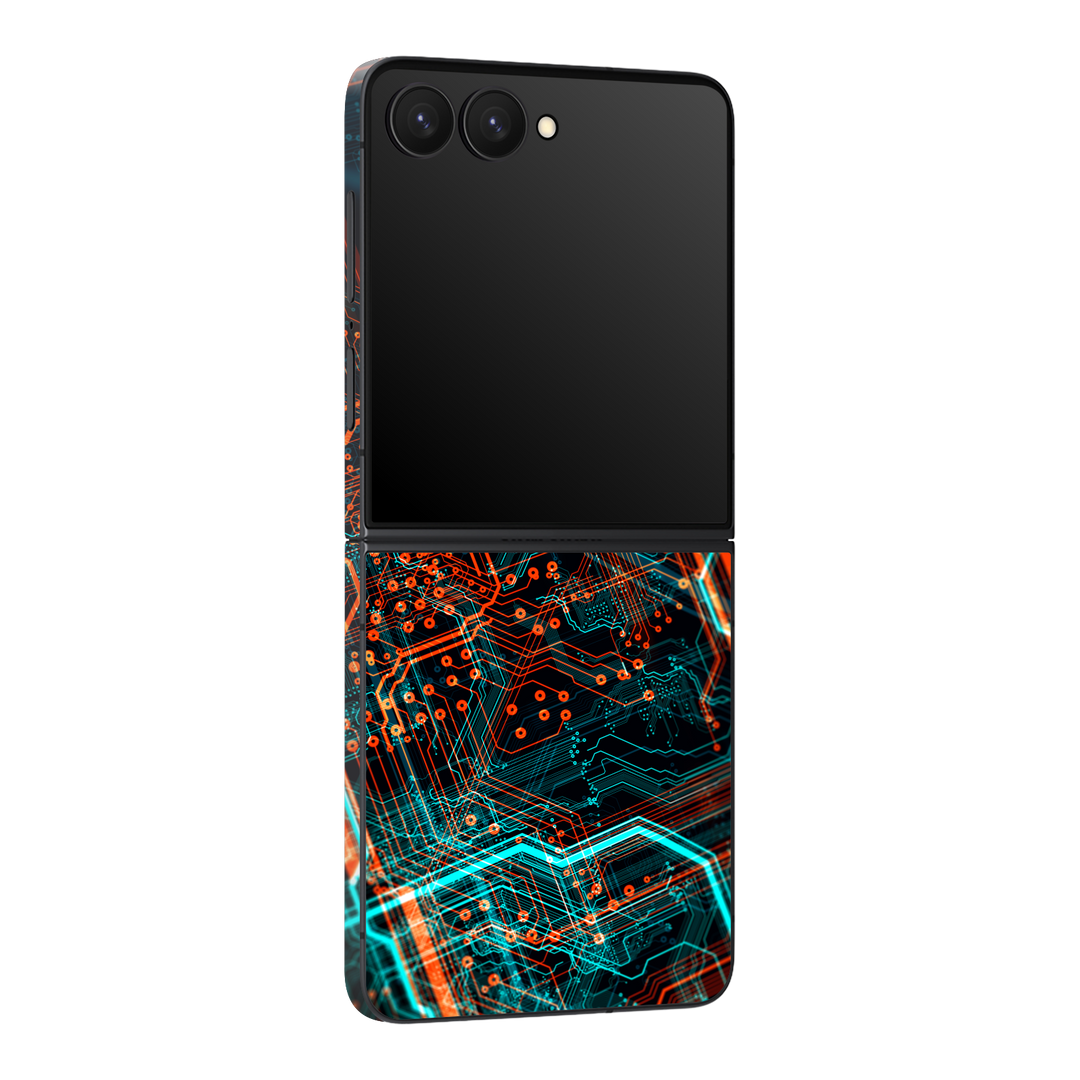 Galaxy Z Flip 7 Print Printed Custom SIGNATURE NEON PCB Board Skin Wrap Sticker Decal Cover Protector by QSKINZ | qskinz.com