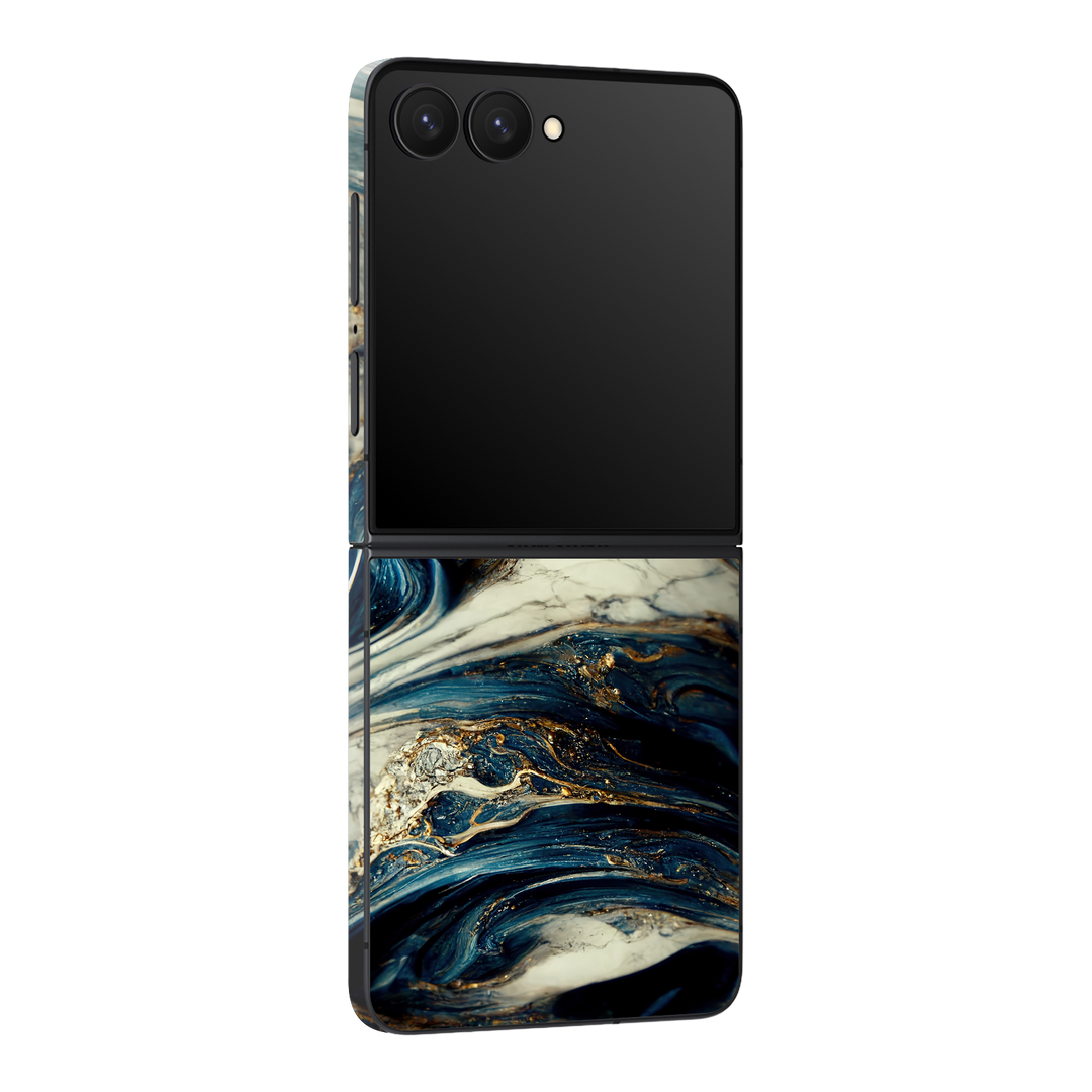 Galaxy Z Flip 7 Printed Custom SIGNATURE Agate Geode Naia Ocean Blue Stone Skin Wrap Sticker Decal Cover Protector by QSKINZ | qskinz.com