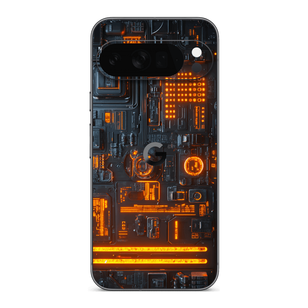 Google PIxel 10 PRO Custom Printed SIGNATURE “Nexora” Orange Fire Technology Skin Wrap Sticker Decal Cover Protector by QSKINZ | QSKINZ.COM
