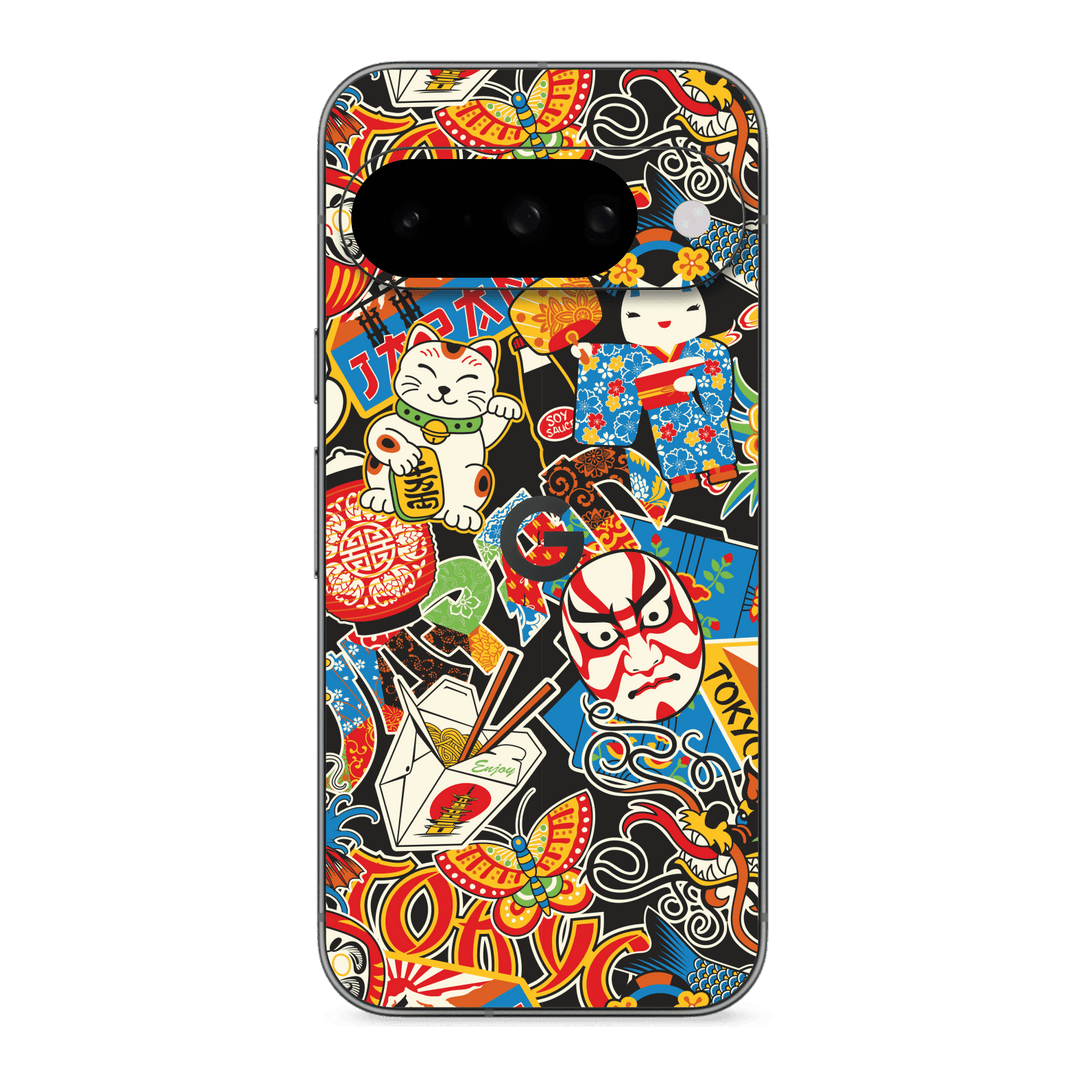 Google Pixel 10 Custom Printed SIGNATURE “Manga Tokyo Maneki” Japanese Art Skin Wrap Sticker Decal Cover Protector by QSKINZ | QSKINZ.COM