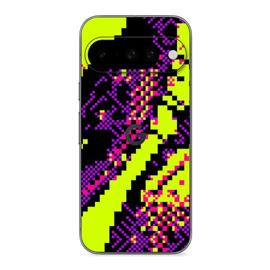 Google Pixel 10 Custom Printed SIGNATURE “Neonix” Purple Green Pixelated Skin Wrap Sticker Decal Cover Protector by QSKINZ | QSKINZ.COM