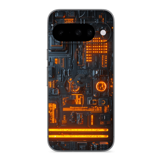 Google Pixel 10 Custom Printed SIGNATURE “Nexora” Orange Fire Technology Skin Wrap Sticker Decal Cover Protector by QSKINZ | QSKINZ.COM