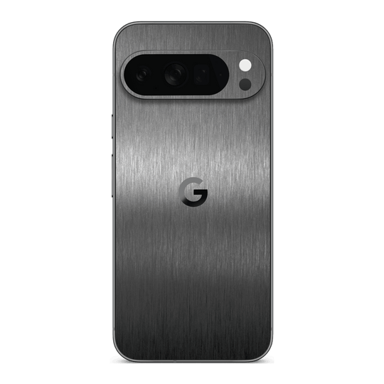 Google Pixel 10 PRO Brushed Metal Titanium Metallic Skin Wrap Sticker Decal Cover Protector by QSKINZ | qskinz.com