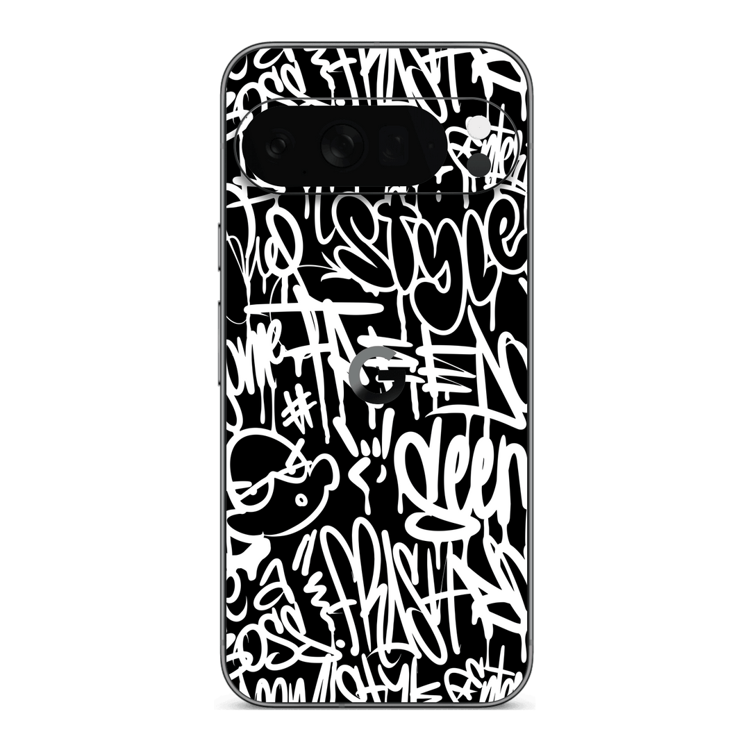 Google Pixel 10 PRO Print Printed Custom SIGNATURE Monochrome Black and WhiteGraffiti Skin Wrap Sticker Decal Cover Protector by QSKINZ | qskinz.com