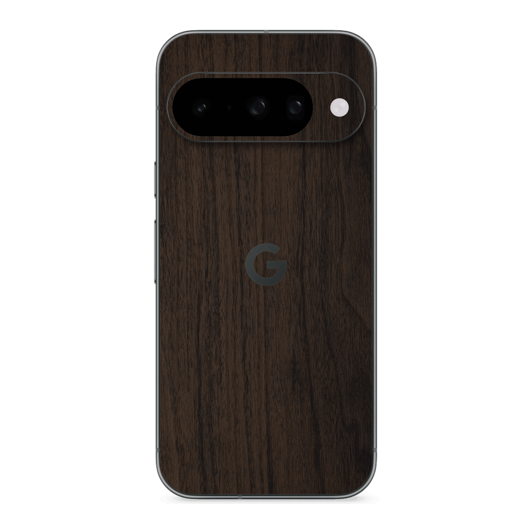 Google Pixel 10 Premium Wood Wooden Dark Walnut Matte Textured Skin Wrap Sticker Decal Cover Protector by QSKINZ | qskinz.com