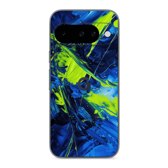 Google Pixel 10 Print Printed Custom SIGNATURE Glowquatic Neon Yellow Green Blue Skin Wrap Sticker Decal Cover Protector by QSKINZ | QSKINZ.COM