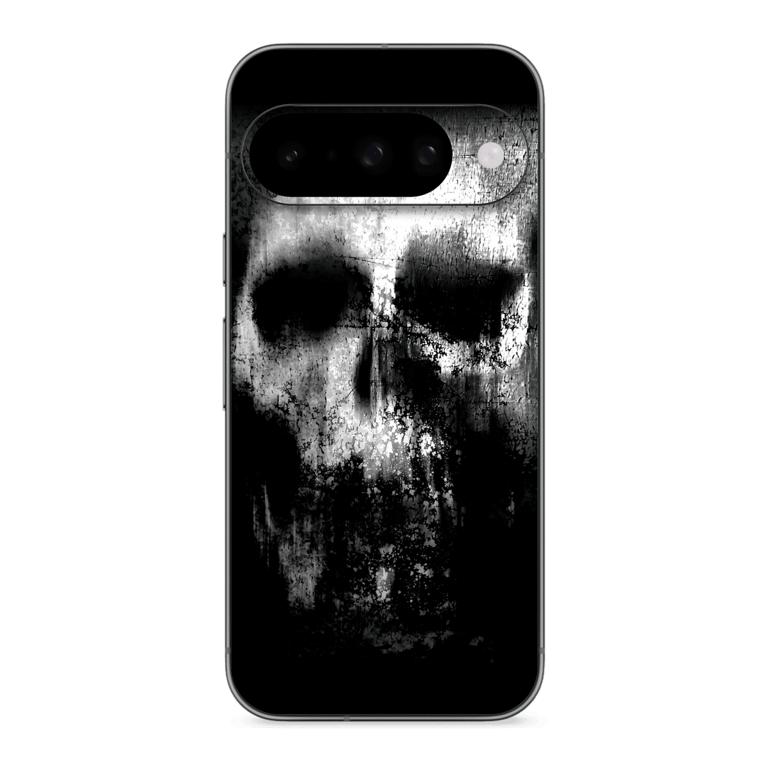 Google Pixel 10 Print Printed Custom SIGNATURE Horror Black & White SKULL Skin, Wrap, Decal, Protector, Cover by QSKINZ | qskinz.com