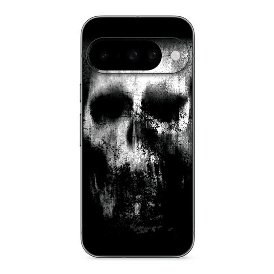 Google Pixel 10 Print Printed Custom SIGNATURE Horror Black & White SKULL Skin, Wrap, Decal, Protector, Cover by QSKINZ | qskinz.com