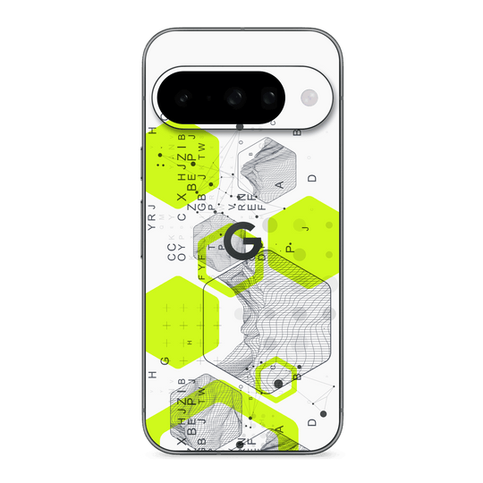 Google Pixel 10 Printed Custom SIGNATURE “Neural Realm” AI Science Green & White Skin Wrap Sticker Decal Cover Protector by QSKINZ | QSKINZ.COM