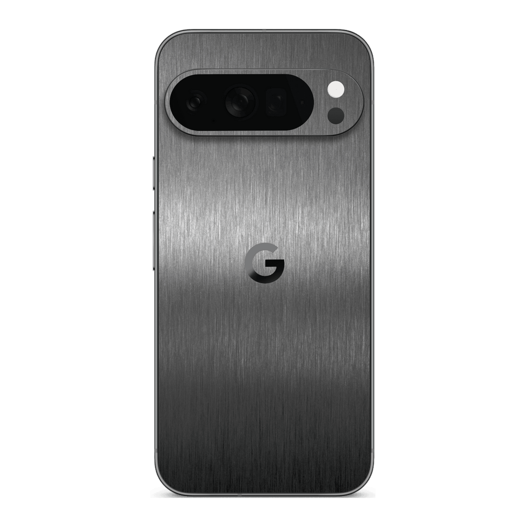 Google Pixel 10 Pro XL Brushed Metal Titanium Metallic Skin Wrap Sticker Decal Cover Protector by QSKINZ | qskinz.com