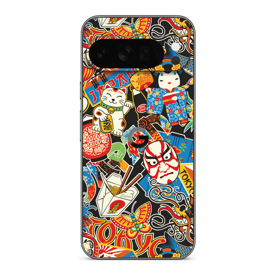 Google Pixel 10 Pro XL Custom Printed SIGNATURE “Manga Tokyo Maneki” Japanese Art Skin Wrap Sticker Decal Cover Protector by QSKINZ | QSKINZ.COM
