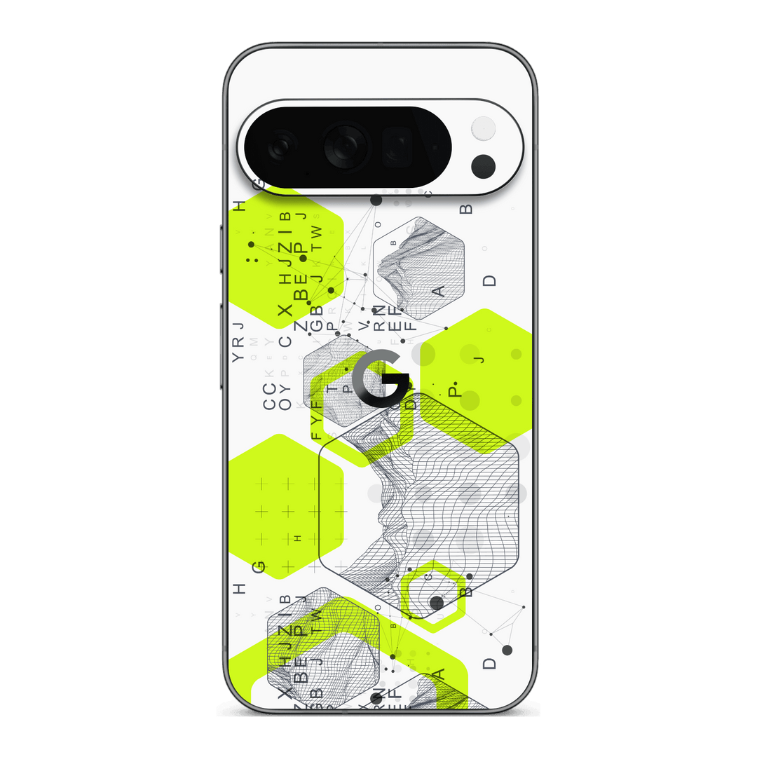 Google Pixel 10 Pro XL Printed Custom SIGNATURE “Neural Realm” AI Science Green & White Skin Wrap Sticker Decal Cover Protector by QSKINZ | QSKINZ.COM