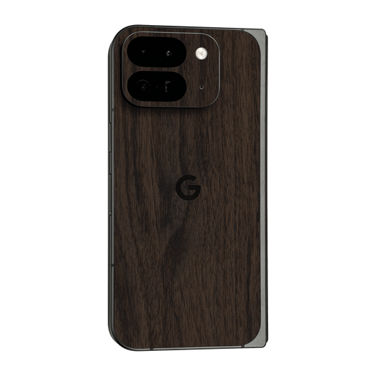 Google Pixel 9 Pro FOLD Premium Wood Wooden Dark Walnut Matte Textured Skin Wrap Sticker Decal Cover Protector by QSKINZ | qskinz.com