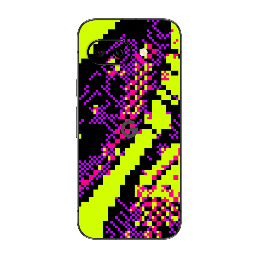 Google Pixel 9a Custom Printed SIGNATURE “Neonix” Purple Green Pixelated Skin Wrap Sticker Decal Cover Protector by QSKINZ | QSKINZ.COM
