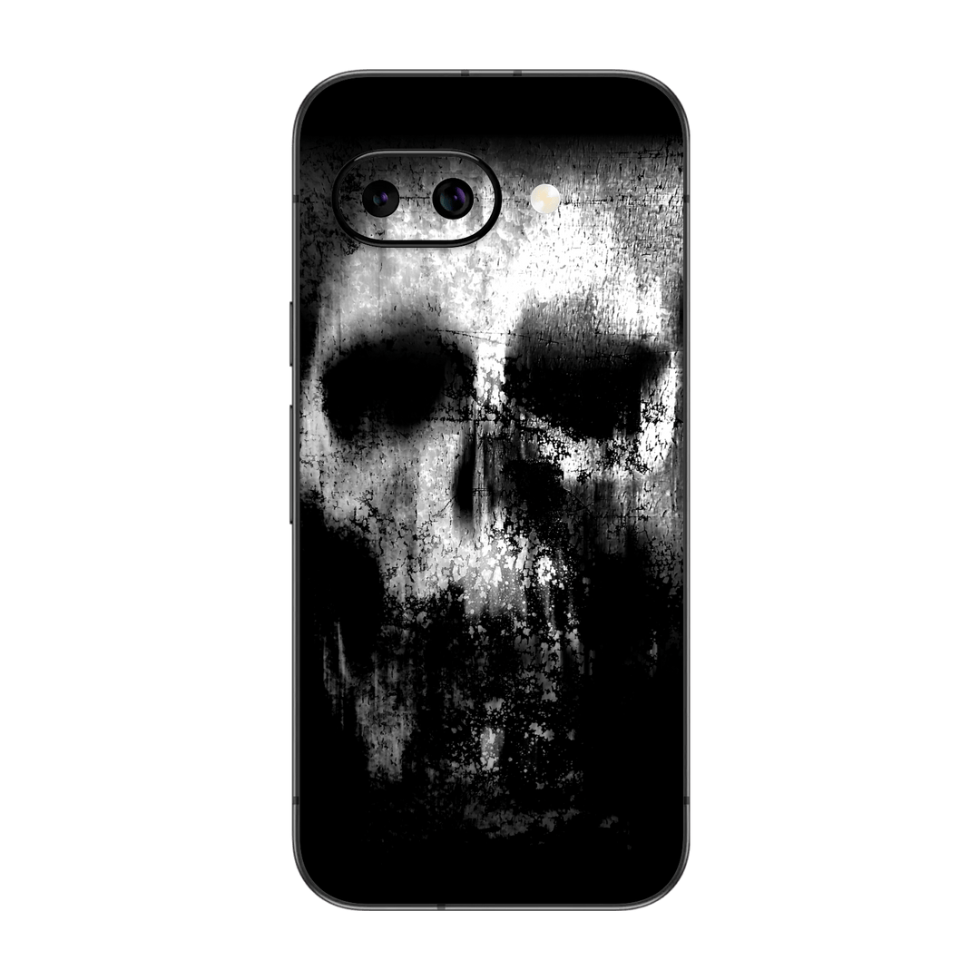 Google Pixel 9a Print Printed Custom SIGNATURE Horror Black & White SKULL Skin, Wrap, Decal, Protector, Cover by QSKINZ | qskinz.com
