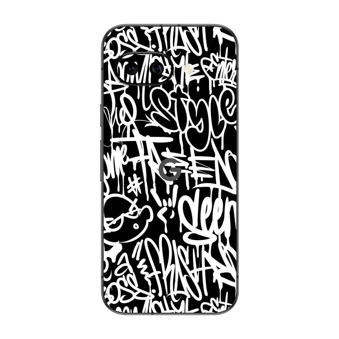 Google Pixel 9a Print Printed Custom SIGNATURE Monochrome Black and White Graffiti Skin Wrap Sticker Decal Cover Protector by QSKINZ | qskinz.com
