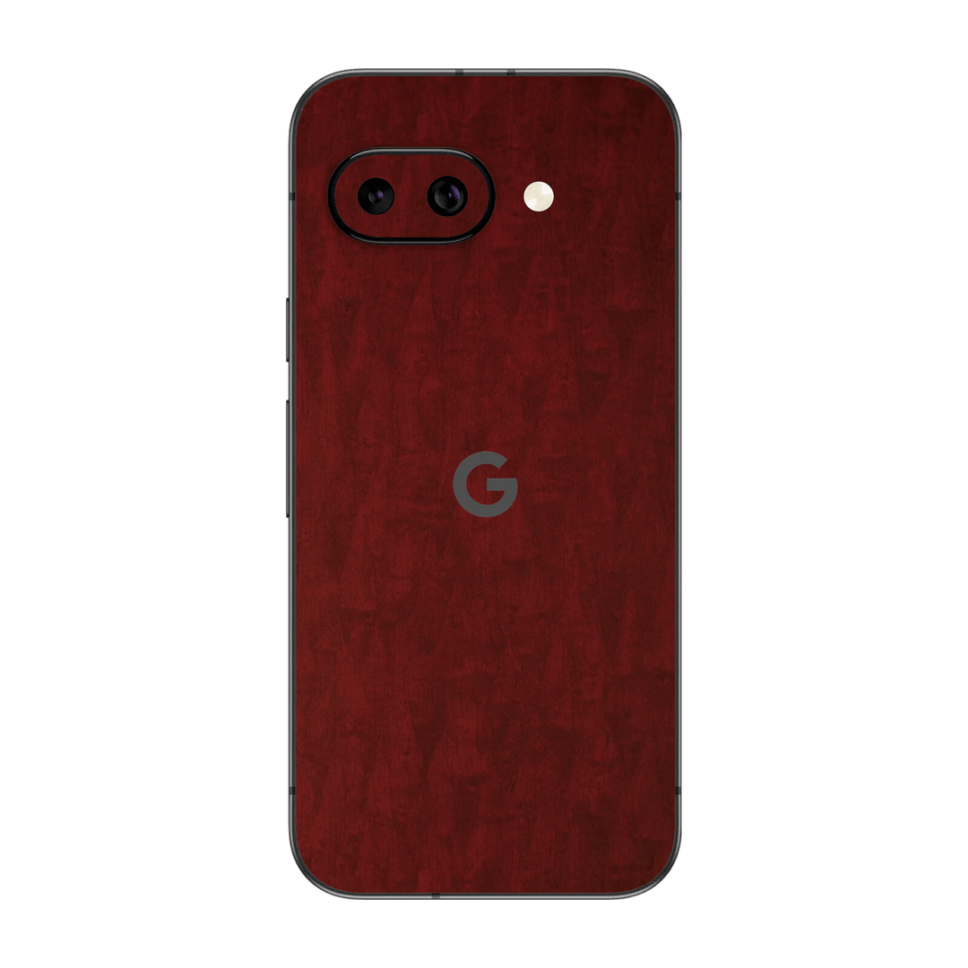 Google Pixel 9a Scarlet Red Wood Wooden Satin Skin Wrap Sticker Decal Cover Protector by QSKINZ | qskinz.com
