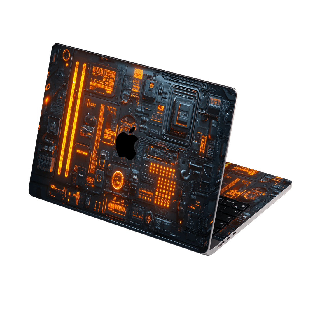 MacBook AIR 13.6" (2025, M4) Custom Printed SIGNATURE “Nexora” Orange Fire Technology Skin Wrap Sticker Decal Cover Protector by QSKINZ | QSKINZ.COM