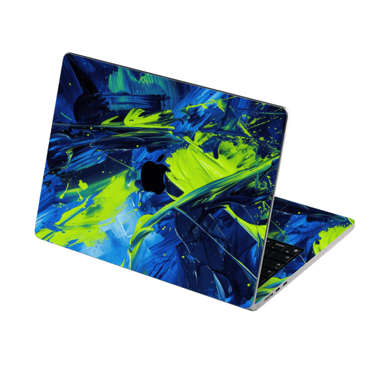 MacBook AIR 13.6" (2025, M4) Print Printed Custom SIGNATURE Glowquatic Neon Yellow Green Blue Skin Wrap Sticker Decal Cover Protector by QSKINZ | QSKINZ.COM
