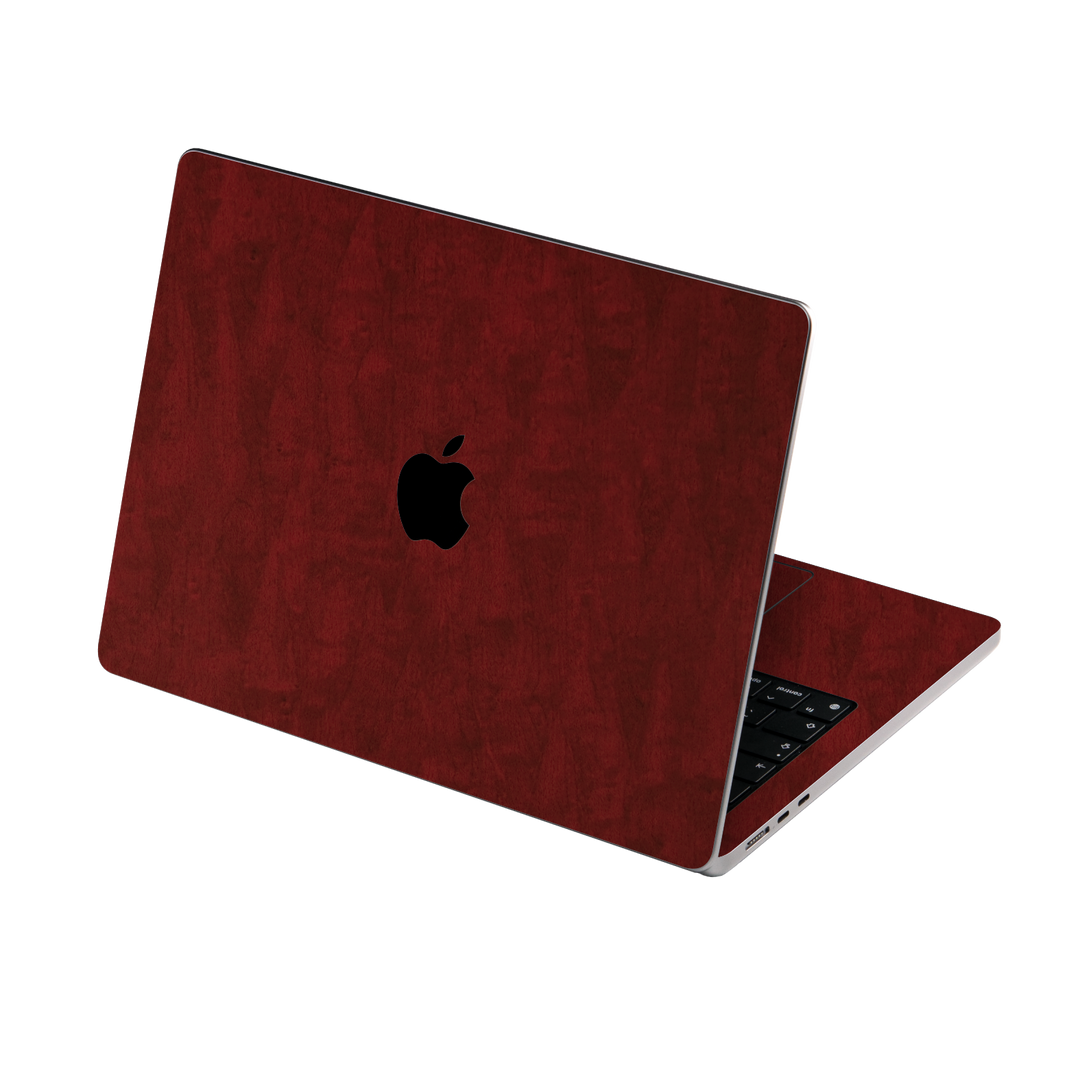 MacBook AIR 13.6" (2025, M4) Scarlet Red Wood Wooden Satin Skin Wrap Sticker Decal Cover Protector by QSKINZ | qskinz.com