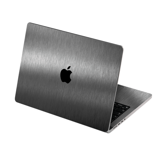MacBook PRO 14” (2024, M4) Brushed Metal Titanium Metallic Skin Wrap Sticker Decal Cover Protector by QSKINZ | qskinz.com