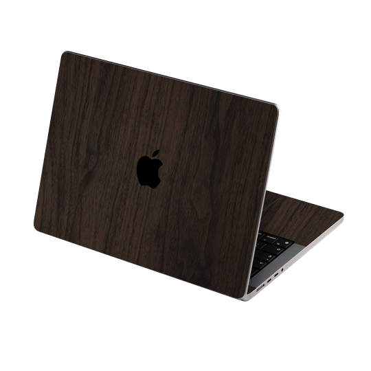 MacBook PRO 14” (2024, M4) Premium Wood Wooden Dark Walnut Matte Textured Skin Wrap Sticker Decal Cover Protector by QSKINZ | qskinz.com