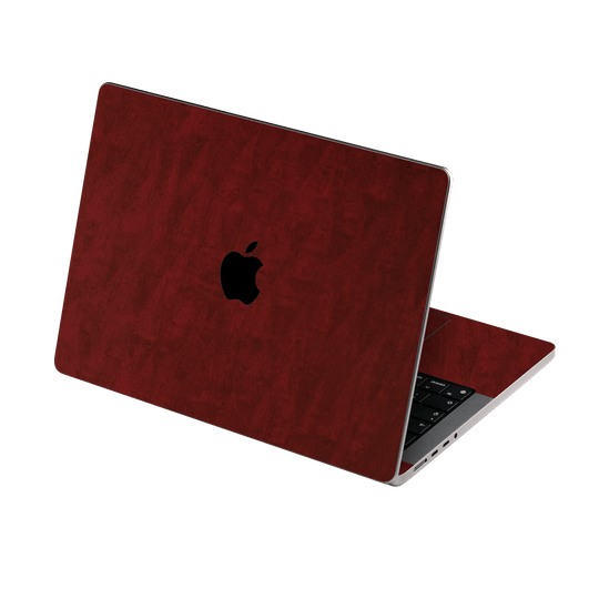 MacBook PRO 14” (2024, M4) Scarlet Red Wood Wooden Satin Skin Wrap Sticker Decal Cover Protector by QSKINZ | qskinz.com