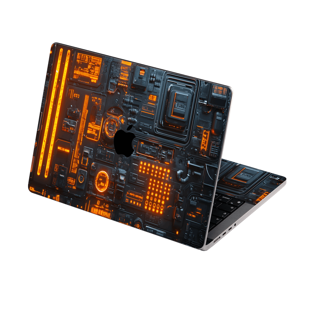 MacBook Pro 14" Custom Printed SIGNATURE “Nexora” Orange Fire Technology Skin Wrap Sticker Decal Cover Protector by QSKINZ | QSKINZ.COM