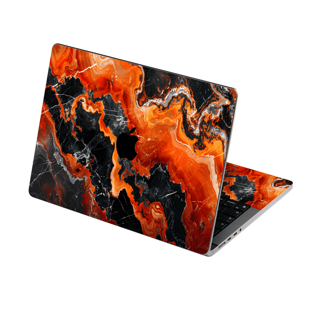 MacBook Pro 14" Printed Custom SIGNATURE “Magmora” AI Lava Orange & Black Skin Wrap Sticker Decal Cover Protector by QSKINZ | QSKINZ.COM