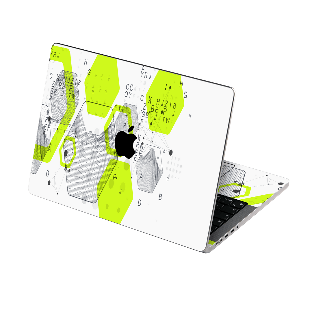 MacBook Pro 14" Printed Custom SIGNATURE “Neural Realm” AI Science Green & White Skin Wrap Sticker Decal Cover Protector by QSKINZ | QSKINZ.COM