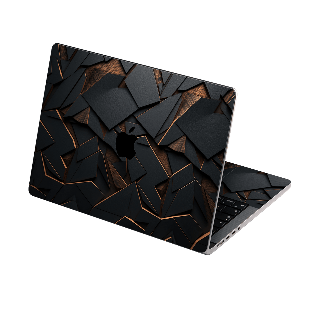 MacBook Pro 14" Printed Custom SIGNATURE “Nightcore” Midnight Black & Bronze Geometric Skin Wrap Sticker Decal Cover Protector by QSKINZ | QSKINZ.COM