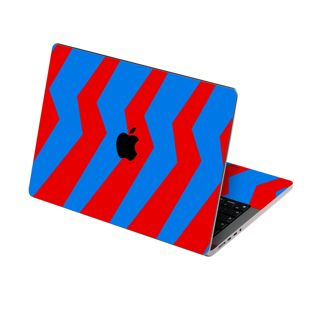 MacBook Pro 14" Printed Custom SIGNATURE “ZigPop Blue-Red” Bold Blue & Red Zigzag Geometric Skin Wrap Sticker Decal Cover Protector by QSKINZ | QSKINZ.COM