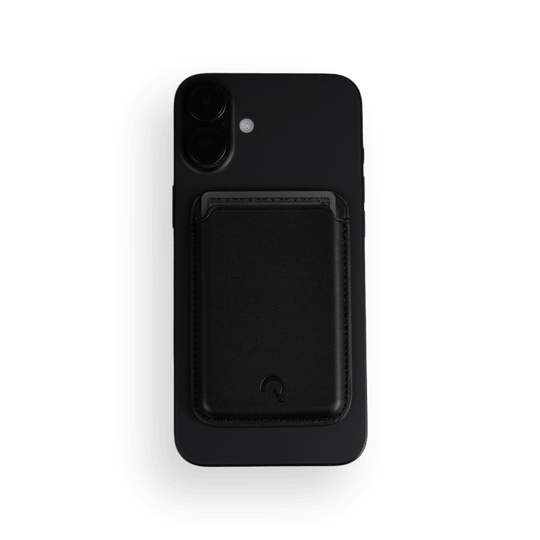 MagSafe® Compatible Genuine Leather Wallet by Qskinz – Black
